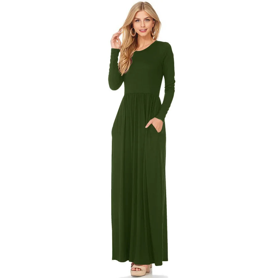 Solid Pocket Floor-Length Maxi Dress