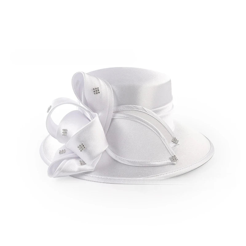 Elegant Cloth Top Hats For Women Cocktail Tea Party Derby Cap Ladies Flower Wide Brim Church Fedora Black Cloche Hats