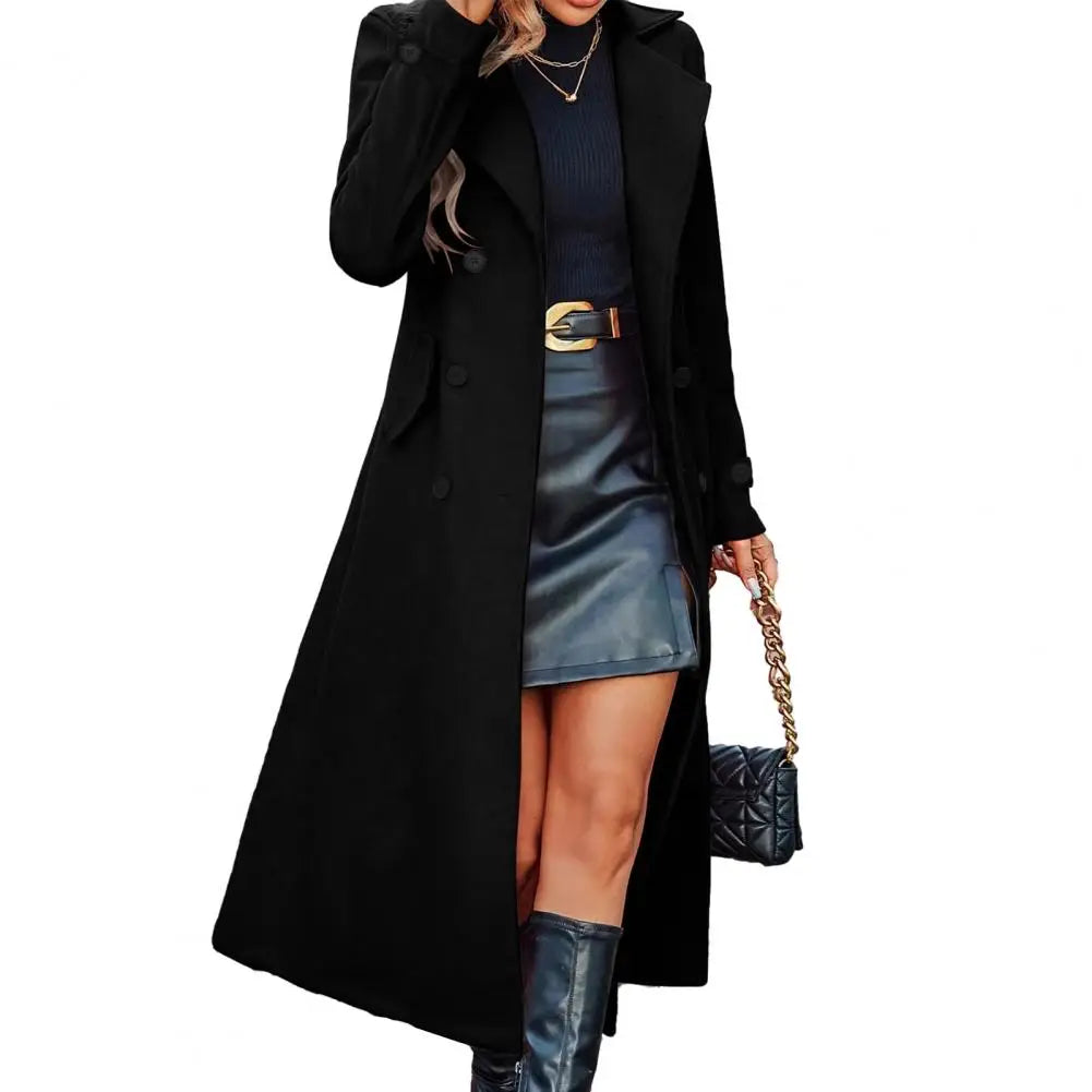 Winter Coat Women Coat Women's Long Wool Coat Double-breasted Peacoat Classic Notch Lapel Trench for Fall Winter Casual Overcoat