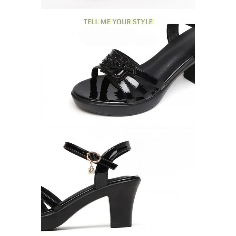 Women's Platform High Heel Sandals, 2026 New Arrival Summer Square Toe Chunky Heels, Elegant Comfortable for Work & Daily Wear.