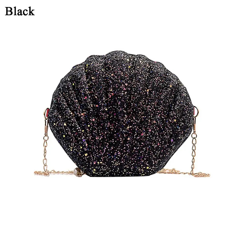 Women Shoulder Handbags Shell Bag Chain Cute Sequins Small Shoulder Bag Phone Money Pouch Zipper Crossbody Bags