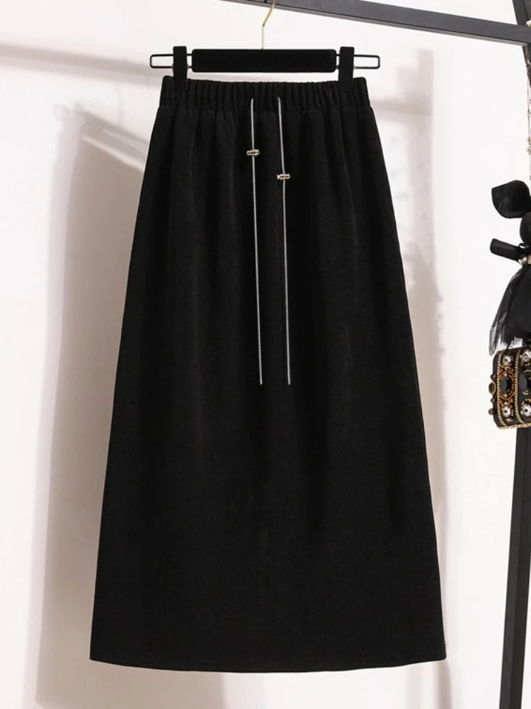 2026 Women's New Style High-Waist Plus Size Skirts Elastic Waist Autumn Winter Versatile Straight Leg Skirt