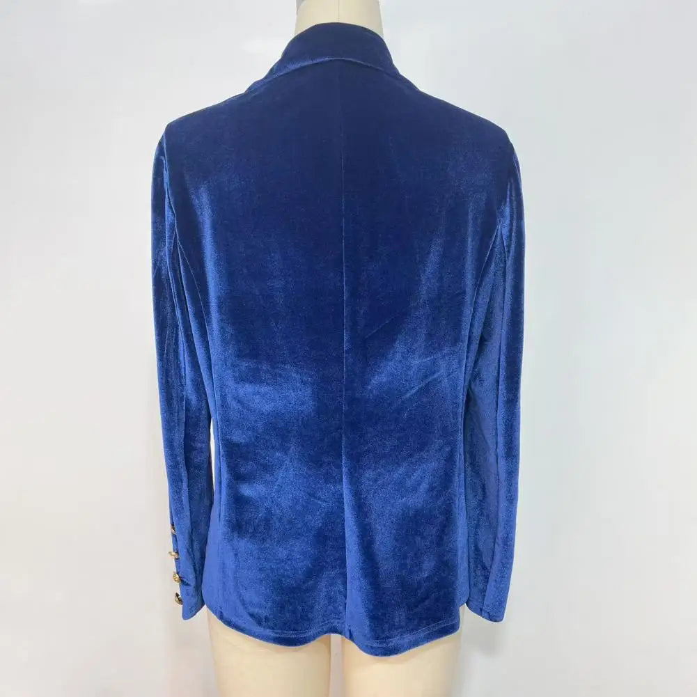 Elegant Velvet Blazer for Women Single Button Lapel Female Blazer Jacket Slim Fit Office Lady Outerwear Coat Spring Autumn Women