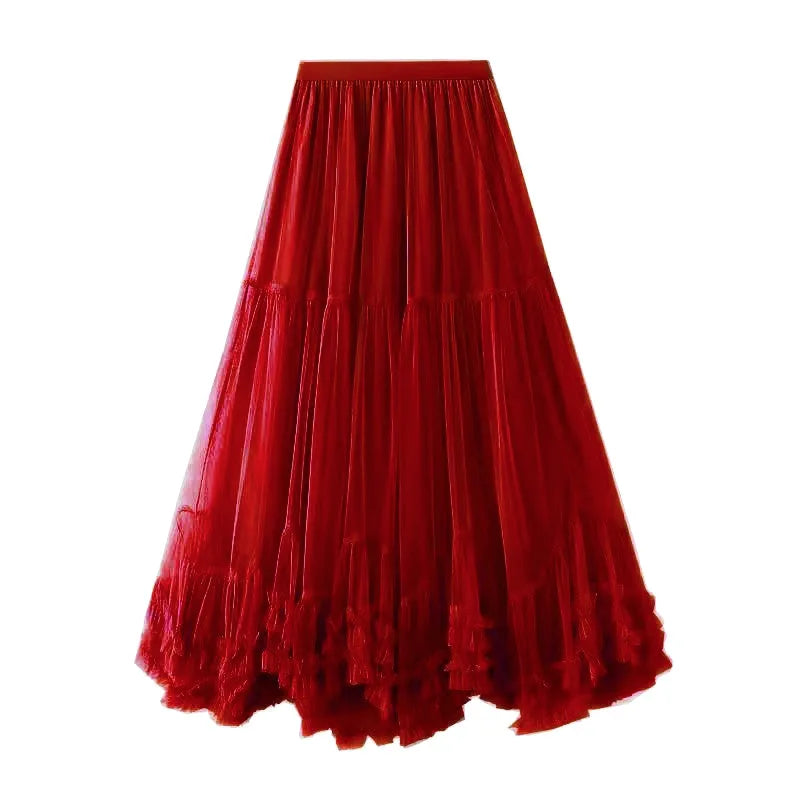 2026 New High Waist Flared Skirt with Flowy Design Elegant A-Line Pleated Midi Skirt for Women