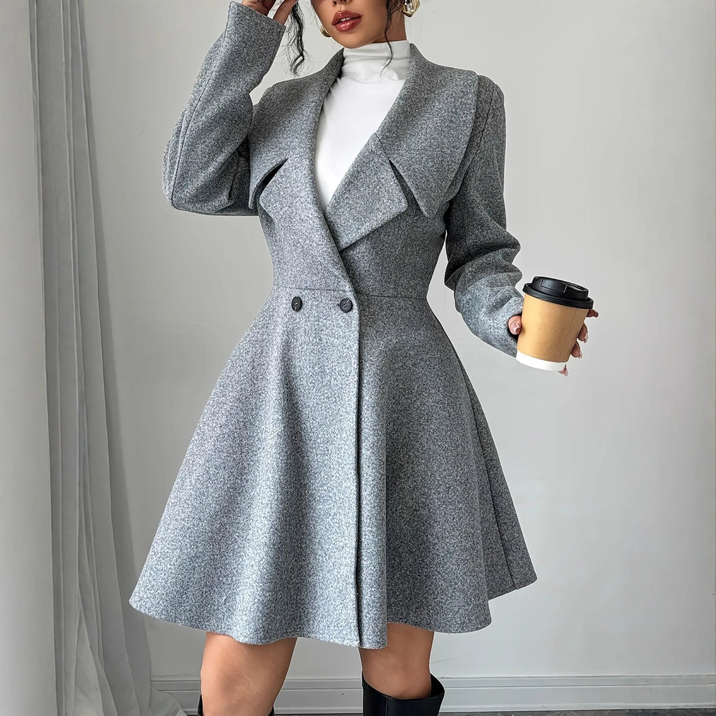 Women Woolen Coats Long Sleeve Turn-down Collar Jackets Ladies Autumn Winter Outerwear Coat