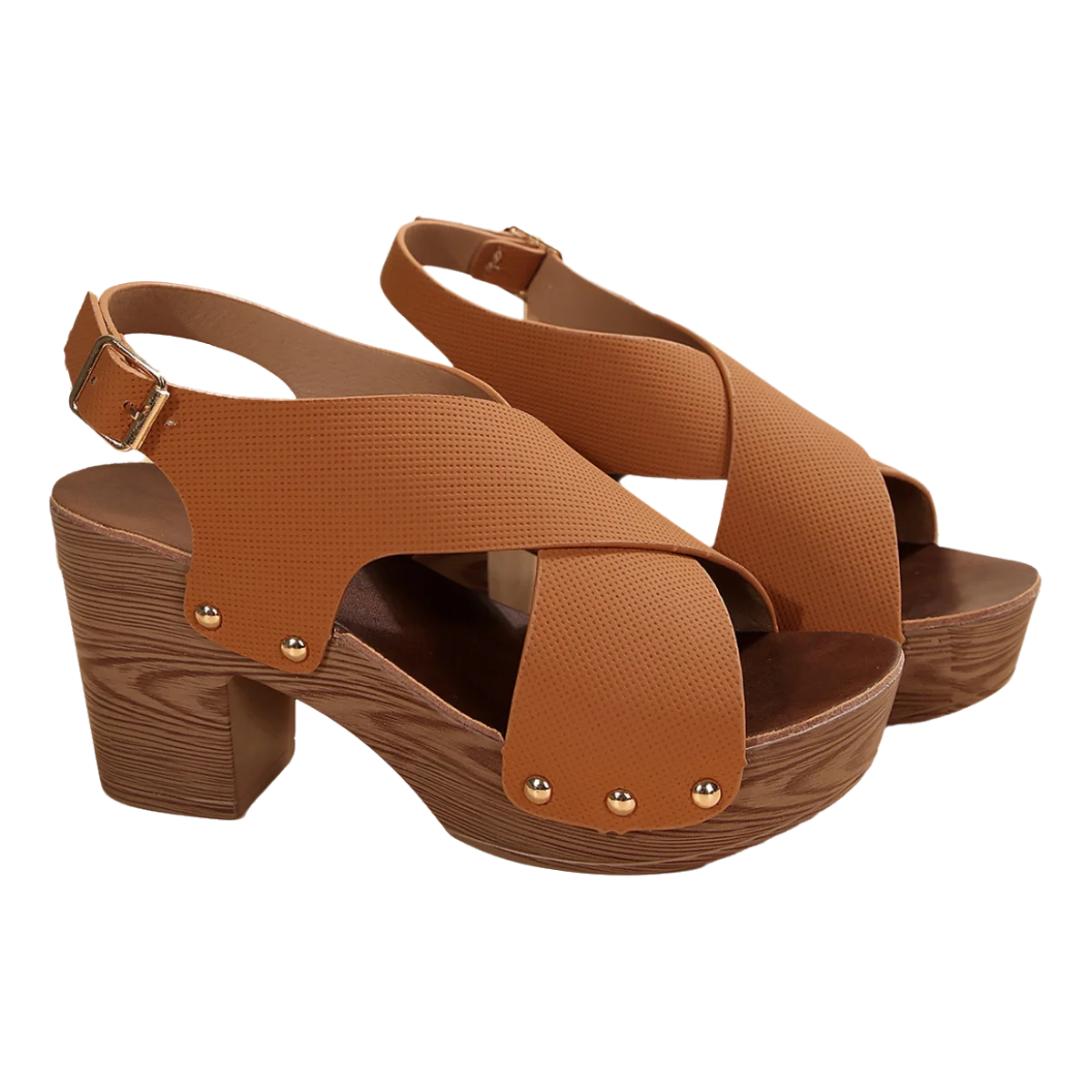 2024 New Women Sandal Platform Heeled Shoes Slingback Shoes Peep Toe Chunky Heel Studded Platform Sandals Shoes for Women