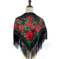Russian Square Scarf Women Luxury Floral Print Fringed Bandana Scarves Pareo Lady Headband Scarves Babushka Head Wraps
