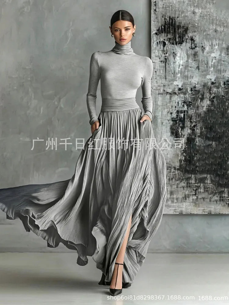 Elegant Long Two Piece Skirt Set
