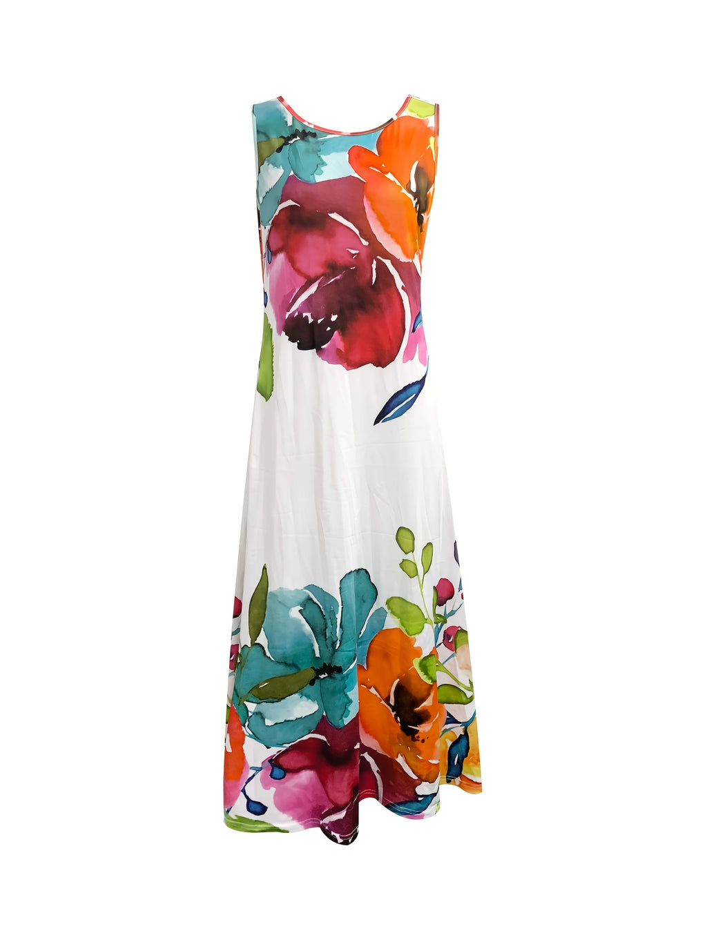Elegant Sleeveless Midi Dress with Floral Pattern for Casual And Wear Suitable for Leisure And Sports Activities