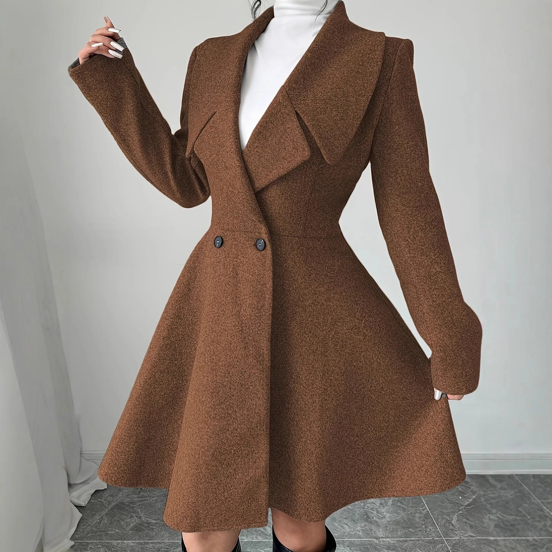 Women Woolen Coats Long Sleeve Turn-down Collar Jackets Ladies Autumn Winter Outerwear Coat