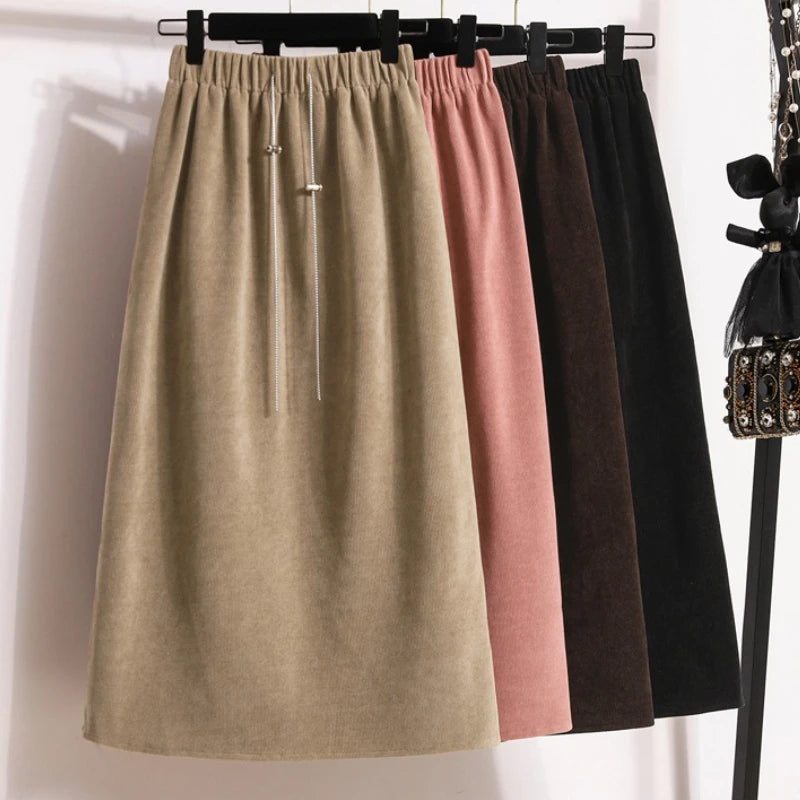 2026 Women's New Style High-Waist Plus Size Skirts Elastic Waist Autumn Winter Versatile Straight Leg Skirt