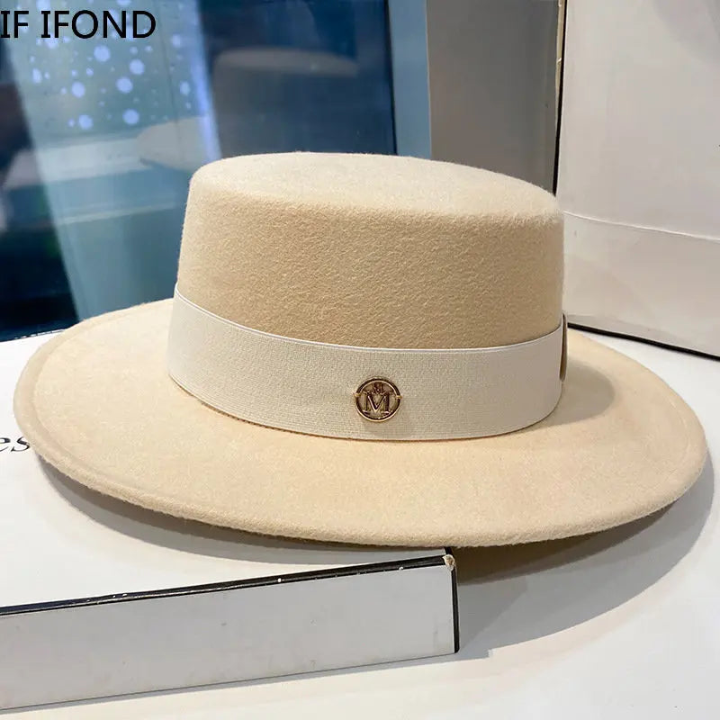 Fedora Hats for Women Fashion Elegant Bowler  Caps Panama Church Wedding Ribbon Band Hat Men Felt Jazz Hat