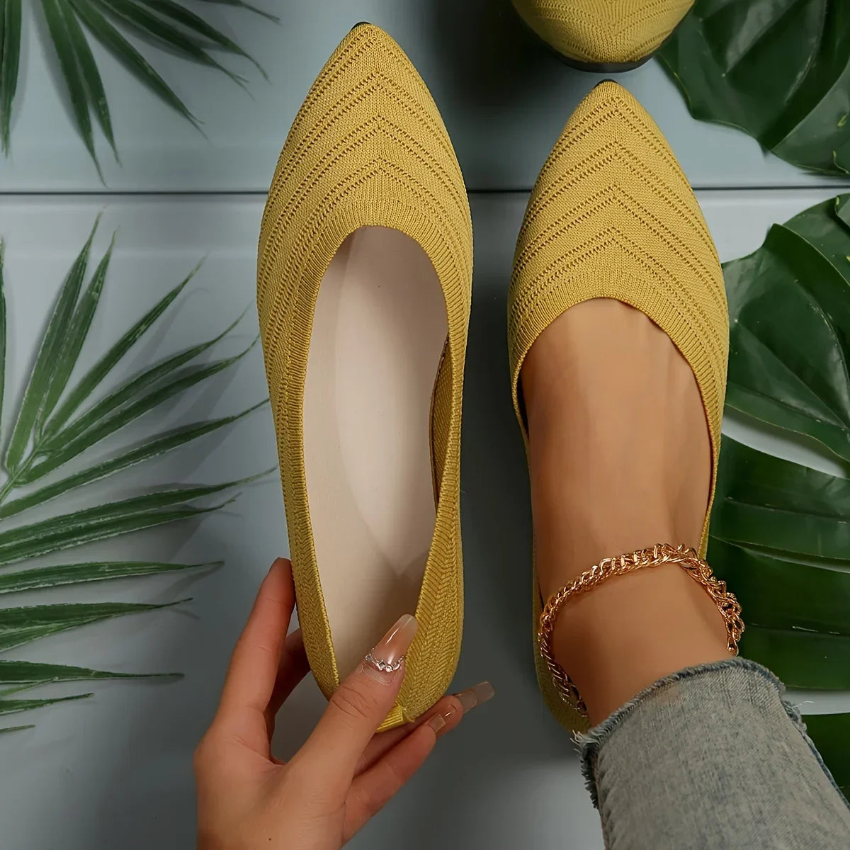 Ballerina Women Flat Shoes Comfort Non-slip Ladies Loafers Pointed Toe Flats Elegant Bowknot Women's Single Shoes Mother's Shoes