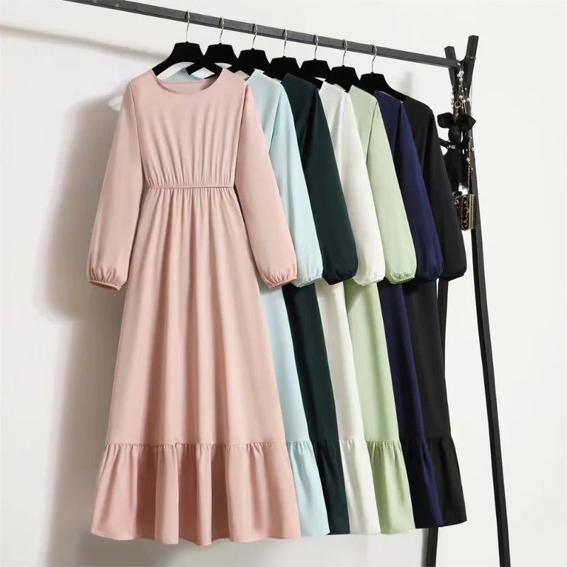 Solid Chiffon Full Sleeve Loose Maxi Dress