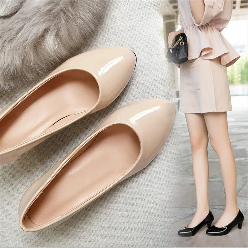 Elegant Pointed Toe Women Medium Heel Pumps Slip On Dress Shoes For Wedding Office Party Daily Wear Stiletto Heel Footwear