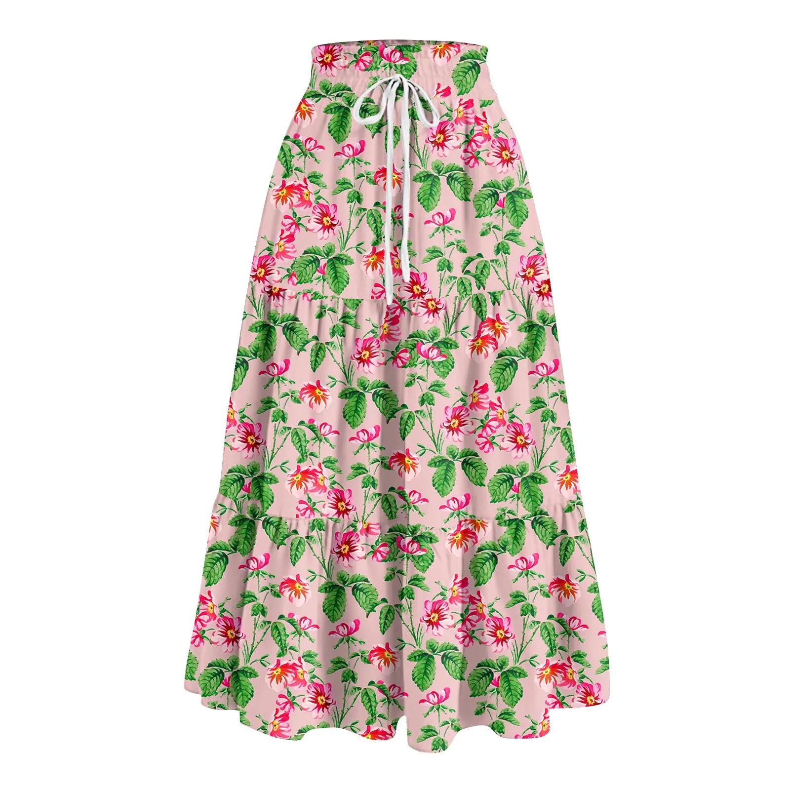 Women'S Boho Vintage Floral Print Maxi Skirt Elastic High Waist Pleated Flowy A Line Long Skirts Toddler Fall Falda Short
