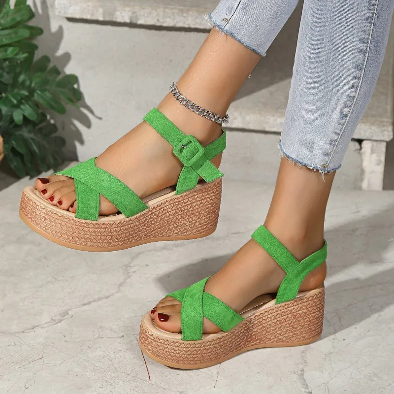 Women Sandals High Heels Platform Woman 2024 Summer Luxury Comfort Chunky Heeled Wedges Gladiator Sandals Red Shoes Plus Size 41