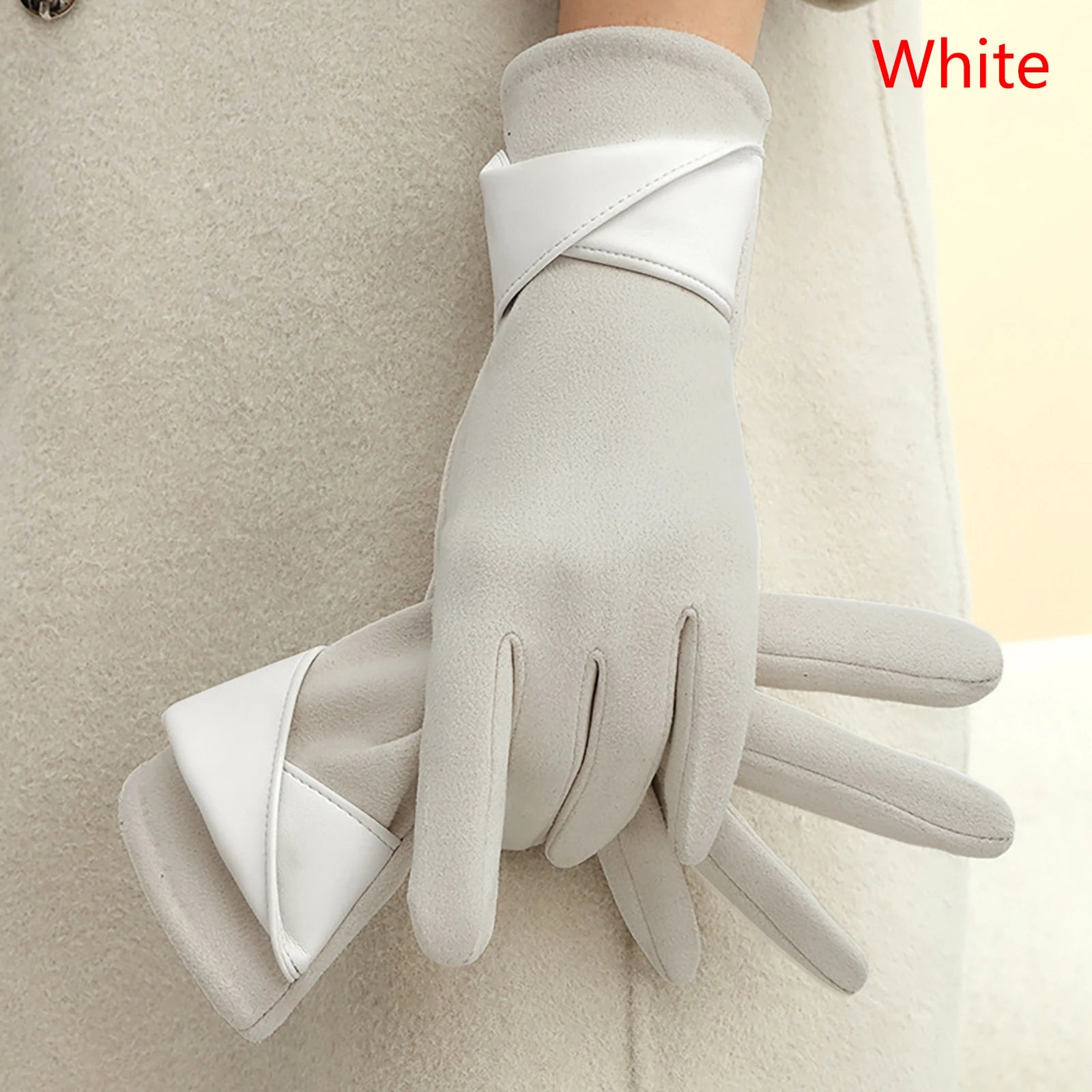 1Pair Suede Gloves For Women Winter Velvet Gloves Elegant Touch Screen Gloves Riding Driving Keep Warm Mountaineering Gloves