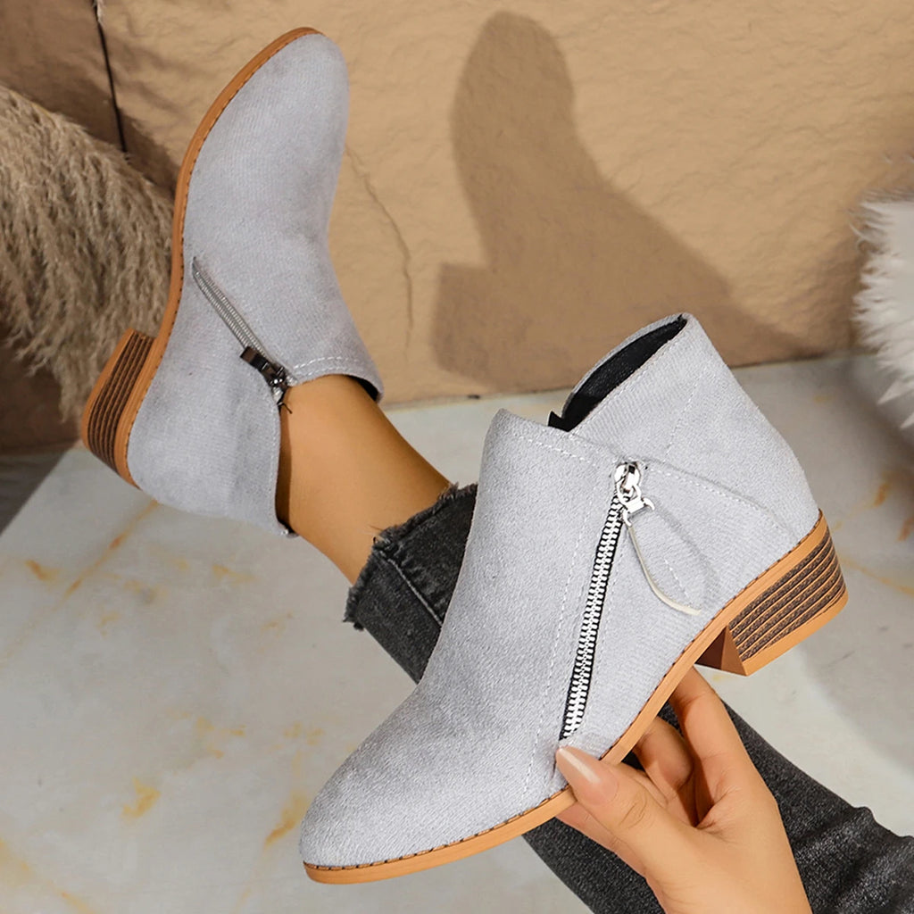 Women Boots Autumn/winter Side Ankle Boots Female Low Heel Low Tube Student College Style Women Shoes Comfortable Outdoor Shoes