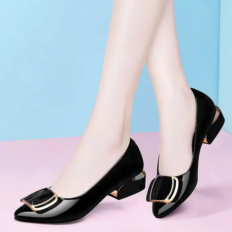Women Cute Sweet Light Weight Brown Slip on Square Heel Shoes Lady Casual Comfort Spring Elegant Beautiful High Pumps E1237