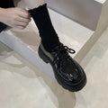 Women's Shoes Platform Flats Autumn Black Loafers Fashion Comfortable Leather Shoes Lace-up Outdoor Casual Oxfords Zapatos Mujer