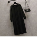 Plus Size 5XL 150KG Casual Women Knitted Maxi Dress Spring Elegant Ribbed Long Sleeve Dress Ladies Hooded Dress