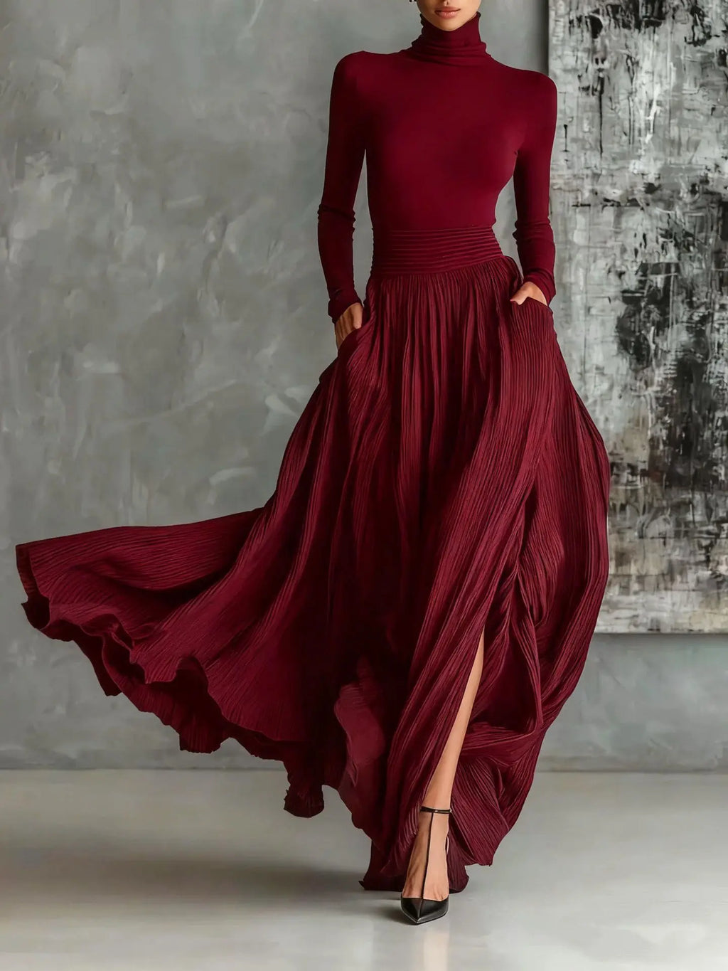 Elegant Long Two Piece Skirt Set