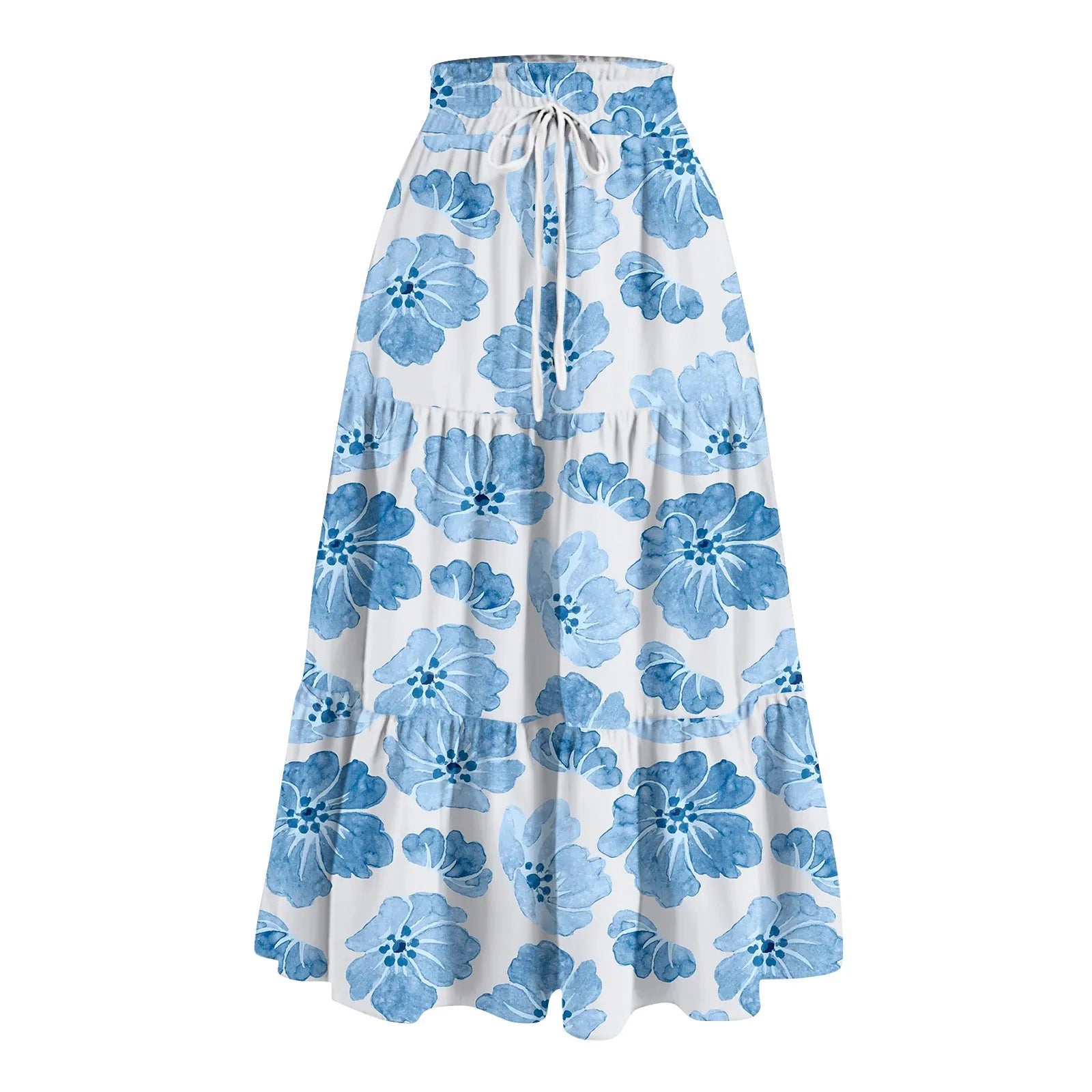 Women'S Boho Vintage Floral Print Maxi Skirt Elastic High Waist Pleated Flowy A Line Long Skirts Toddler Fall Falda Short