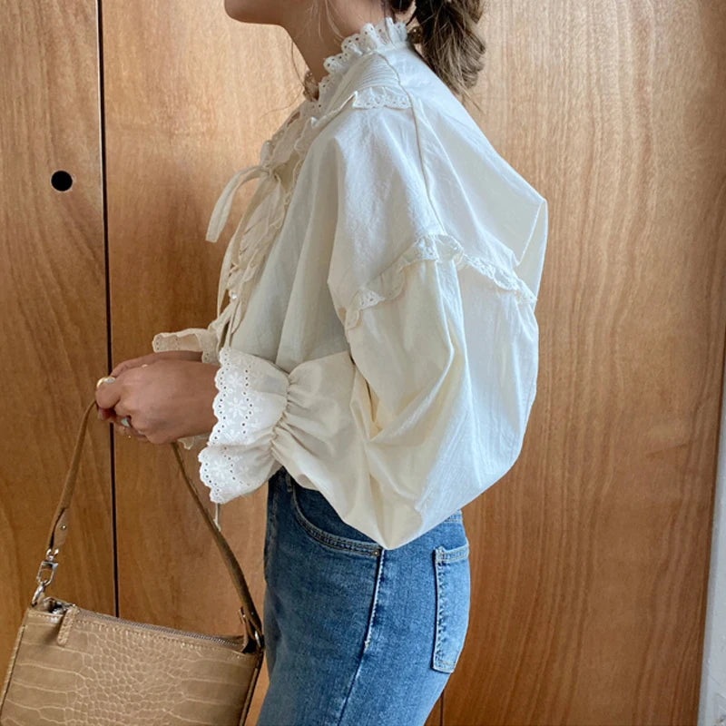 Blusas Mujer De Moda 2023 Casual Women Shirt Spring Loose Vintage Tops Korean Style Long Lantern Sleeve Women Blouse Elegant