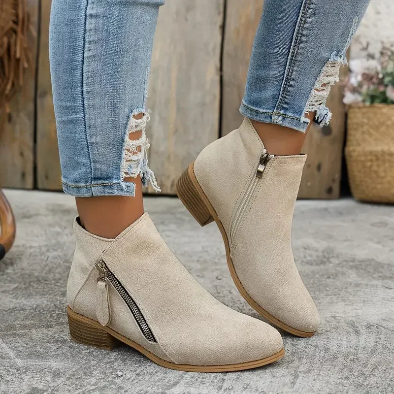 Women Boots Autumn/winter Side Ankle Boots Female Low Heel Low Tube Student College Style Women Shoes Comfortable Outdoor Shoes