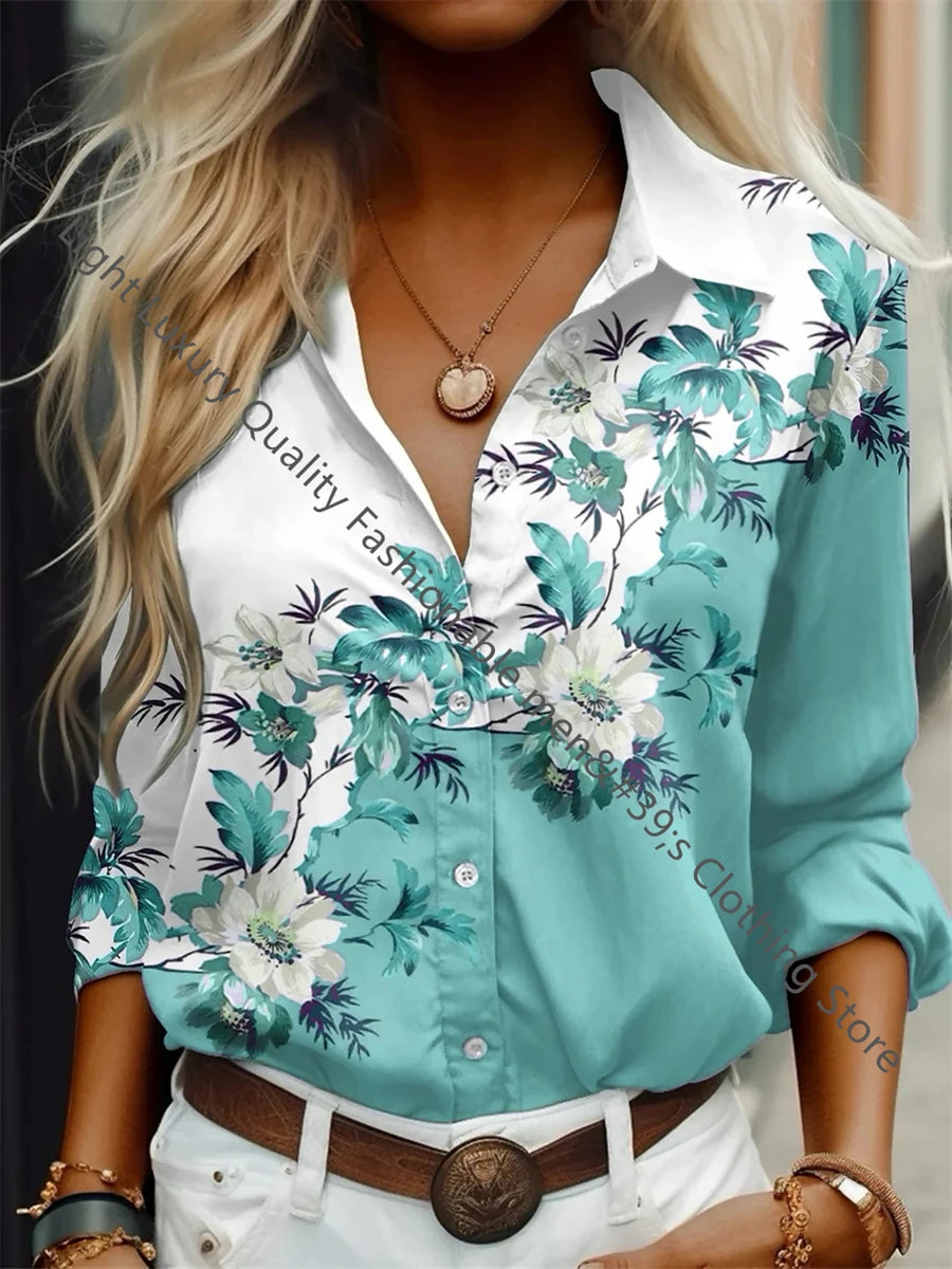 Women's shirt fashion shirt 3D printing high-definition pattern long-sleeved shirt daily casual shirt xs-6xl soft fabric