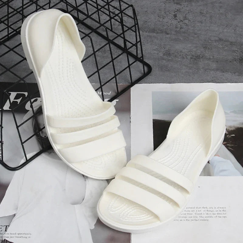 Fashion Open-Toed Slides Shoes For Women Summer Flat Sandals Candy Color Casual Beach Outdoot Female Ladies Jelly Slippers
