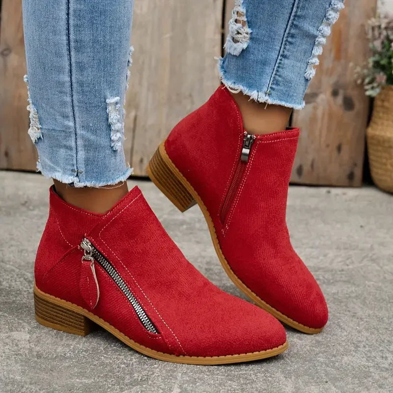 Women Boots Autumn/winter Side Ankle Boots Female Low Heel Low Tube Student College Style Women Shoes Comfortable Outdoor Shoes
