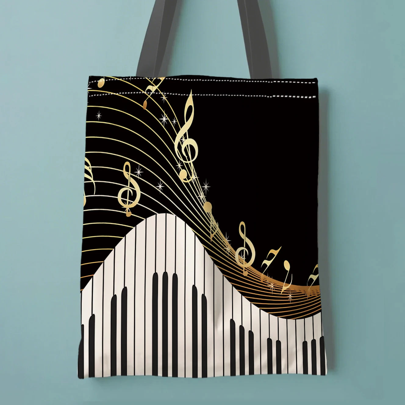 Shoulder Bag with Music Symbols and Piano Pattern, A Must-have for Shopping, Suitable for Daily Use, A Perfect Holiday Gift