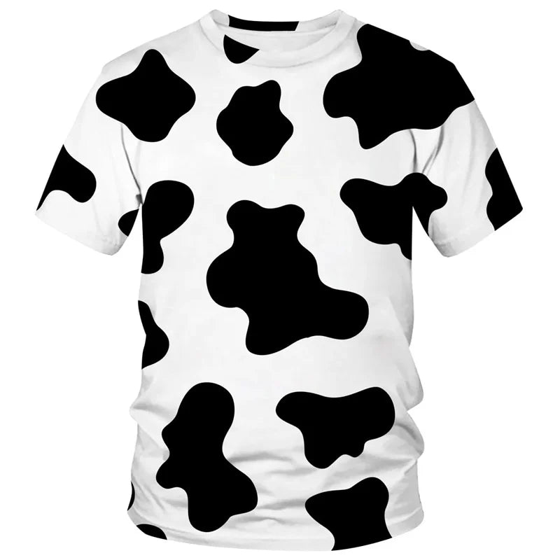 Cow Pattern T Shirt For Colorful Cartoon 3D Printed T-Shirts Summer Casual Street Loose Tops O-Neck Short Sleeve Tees