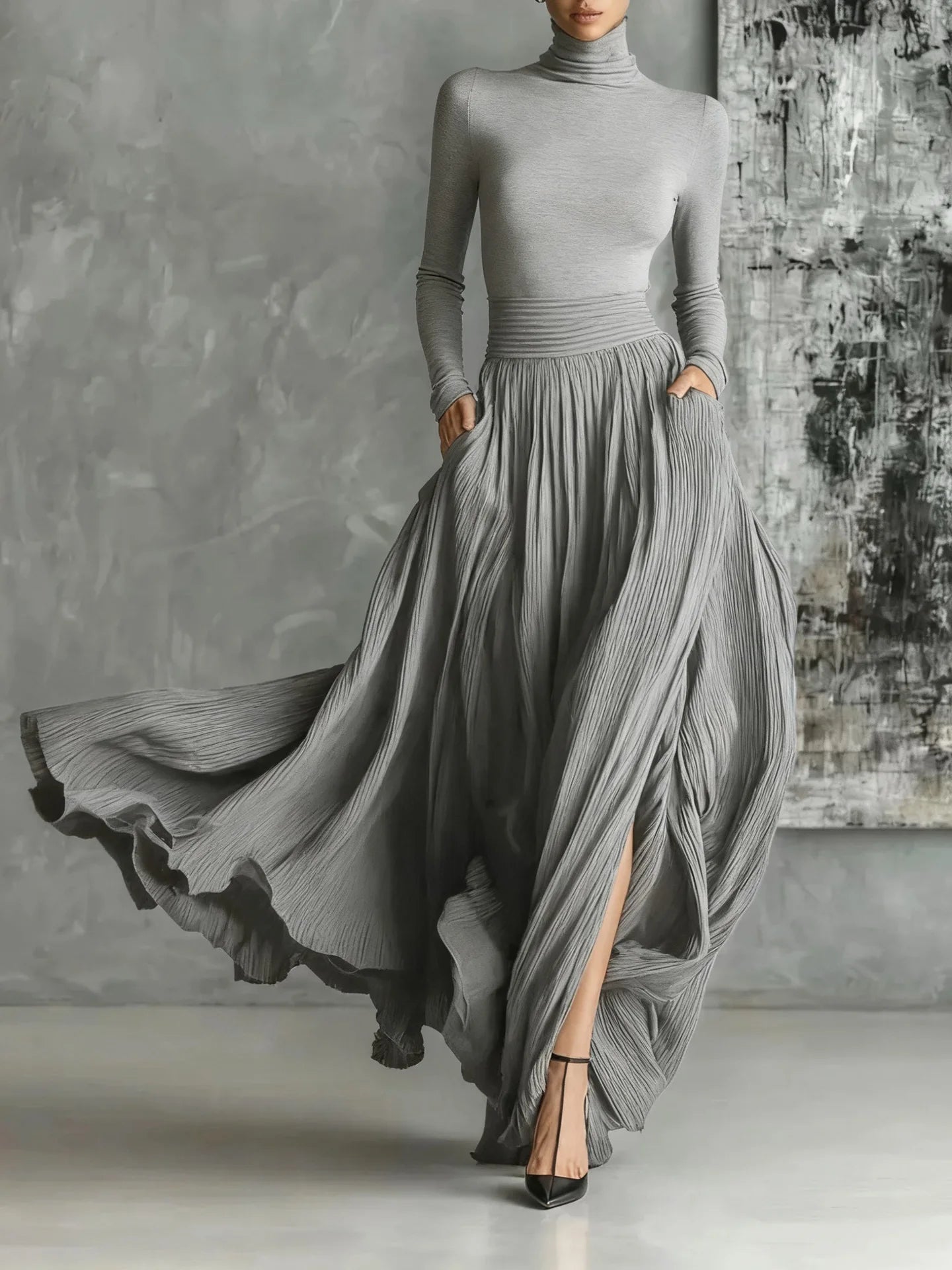 Elegant Long Two Piece Skirt Set