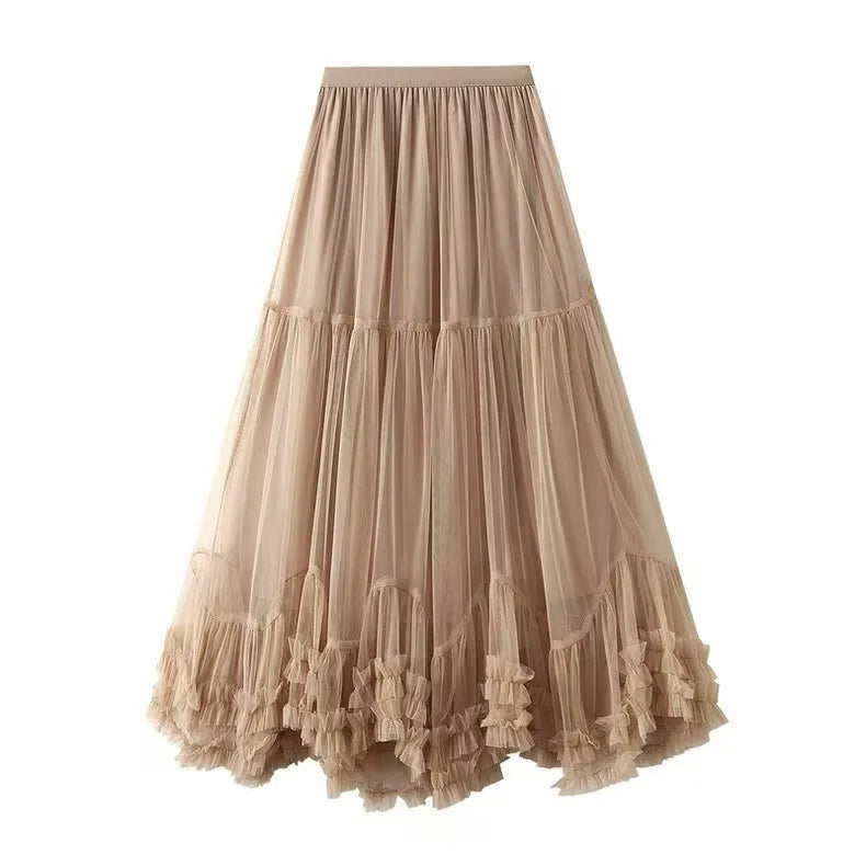 2026 New High Waist Flared Skirt with Flowy Design Elegant A-Line Pleated Midi Skirt for Women