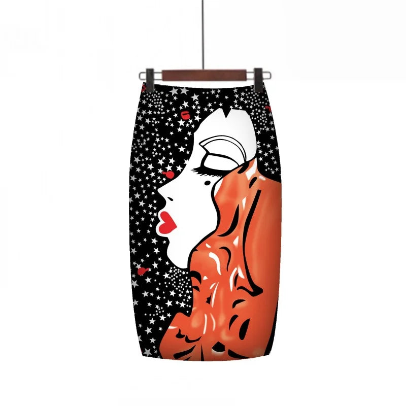 Fashion Midi Skirt For Women Flora Printed High Waist Pencil Skirt Female Causal Flower Bodycon Skirt With Slit