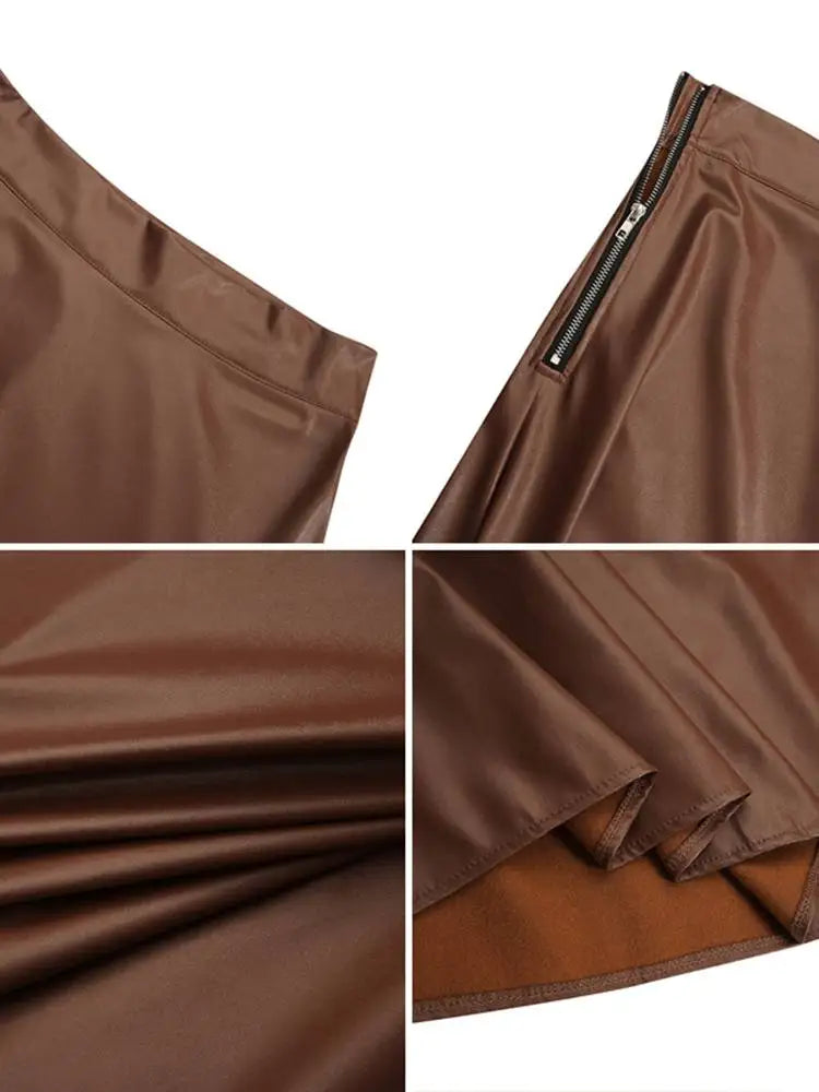 ZANZEA Women's PU Leather Maxi Skirt 2025 Autumn Elegant OL Long Saias Fashion Solid Mujer Faldas Casual High Waist Zipper Jupe