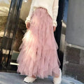 2025 New Fashion Tutu Tulle Skirt Women Long Maxi Skirt Spring Summer Korean Black Pink High Waist Pleated Skirt Female One Size