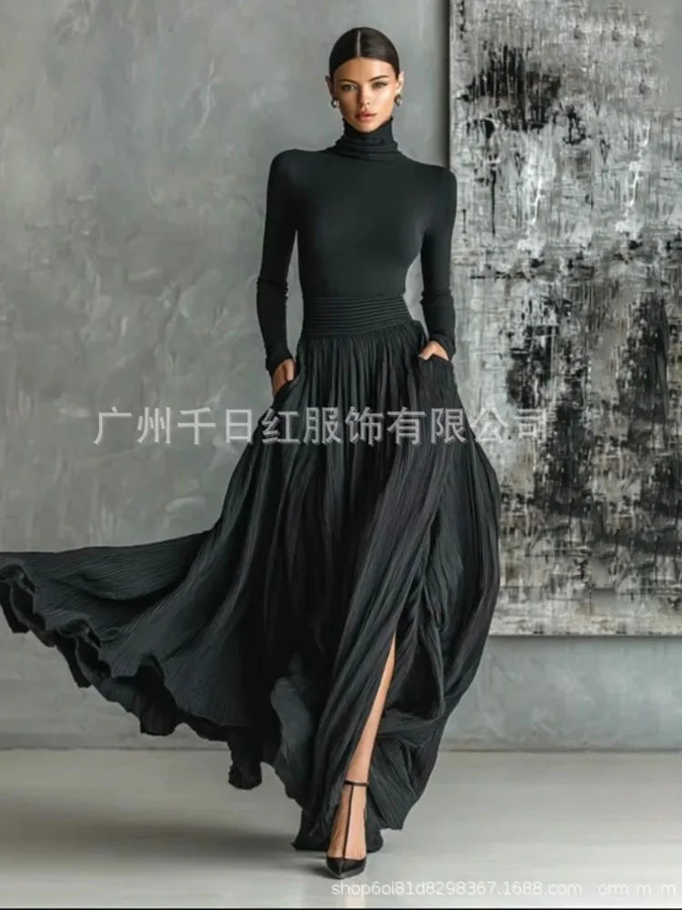 Elegant Long Two Piece Skirt Set