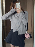 Knitted Women Cardigans New Long Sleeve O-Neck Black Knit Cardigan Women Tops Knitwears Sueters De Mujer Q1054