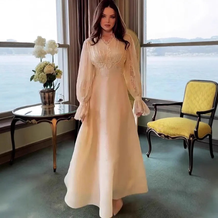 Spring Maxi Long Dress Pure Color Court French Retro Princess  Dress Elegant and Comfortable Breathable Solid Color Dress
