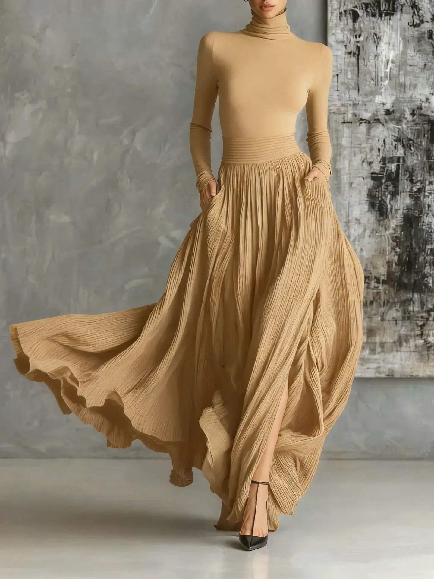 Elegant Long Two Piece Skirt Set