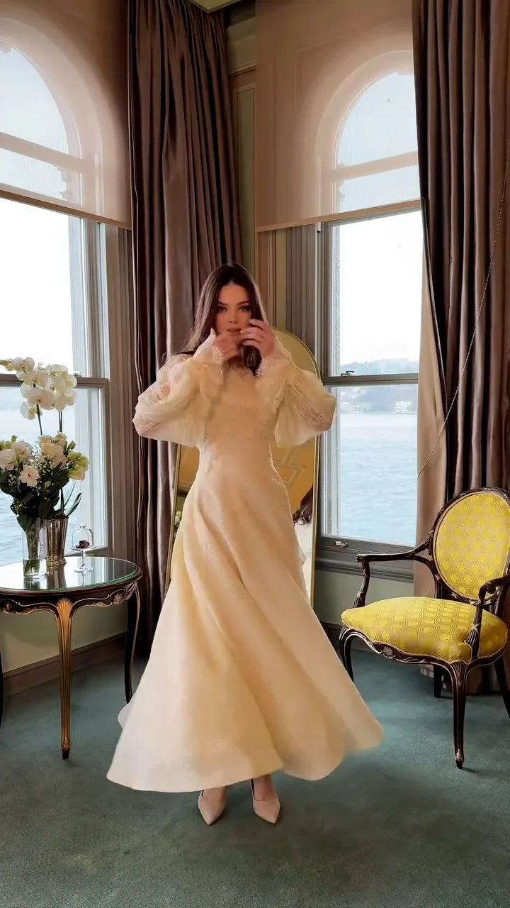 Spring Maxi Long Dress Pure Color Court French Retro Princess  Dress Elegant and Comfortable Breathable Solid Color Dress