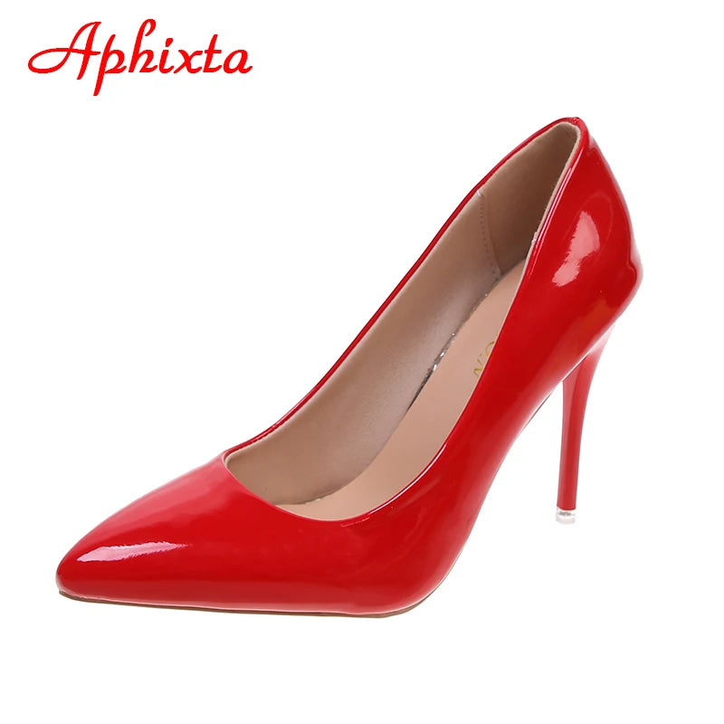 Aphixta 2026 Green Super High 3.94inch Stiletto Heels Women's Pumps Thin Heels Pointed Toe Colorful Patent Leather Office Shoes