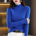 Temperament Pleated Pullover Sweater For Women Long-Sleeve Female S-2XL Siz Half High Collar Underlay Sleeve Sweater Slim Fit