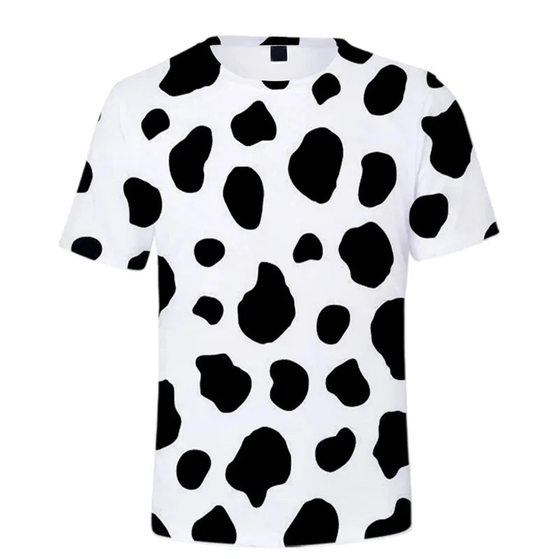 Cow Pattern T Shirt For Colorful Cartoon 3D Printed T-Shirts Summer Casual Street Loose Tops O-Neck Short Sleeve Tees