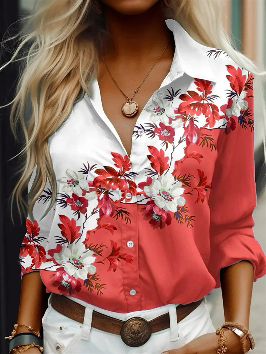 Women's shirt fashion shirt 3D printing high-definition pattern long-sleeved shirt daily casual shirt xs-6xl soft fabric