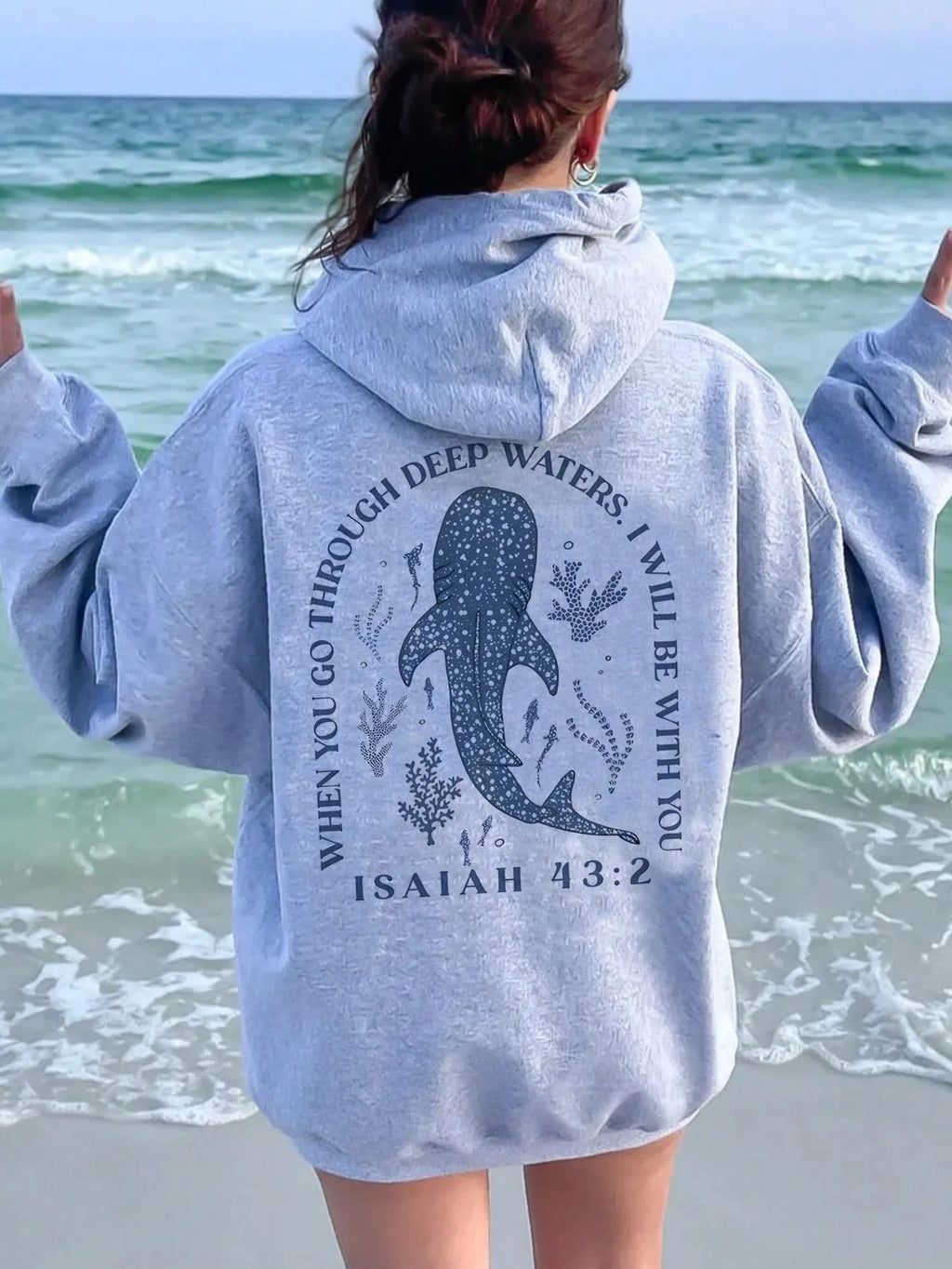 Interesting Ocean Whale Deep Water Printed Women Hoodies Hip Hop Loose Hoody Hooded Pocket Pullovers Autumn Fleece Streetwear